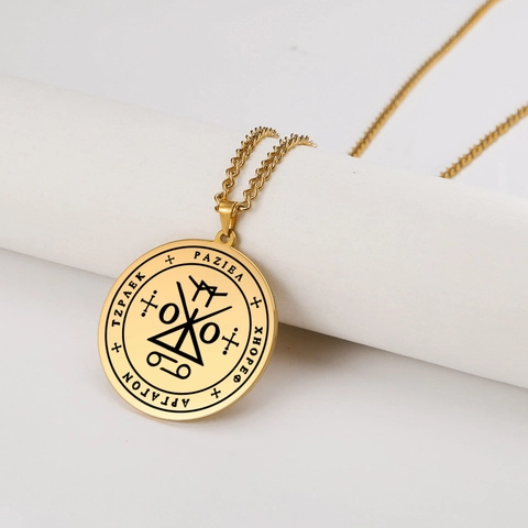 Aartsengel Raziel Zegel Hanger Halsketting 304 Roestvrij Staal Geheime Amulet Sieraden Voor Mannen Vrouwen Occult Religieus Talisman Goud Zilver Zwart
