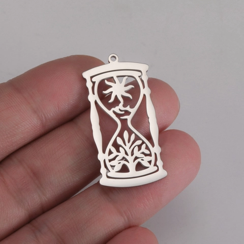 Ciondolo Clessidra in Acciaio Inossidabile a Forma di Sole e Albero della Vita Senza Catena per Gioielli Fai da Te Accessori