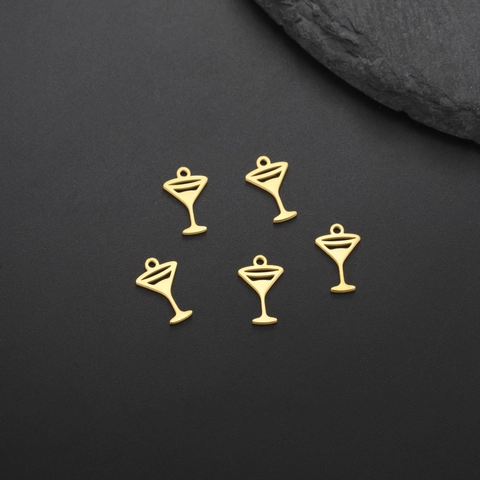 Edelstahl Mini Weinglas Martini Champagner Anhänger Gold Silber DIY Schmuckherstellung Charms Halskette Armband Zubehör