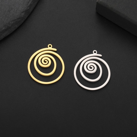 Geometrischer Spiralwirbel Edelstahl Anhänger Für DIY Schmuckherstellung Halskette Ohrringe Mode Zubehör Gold Silber Galvanisiert