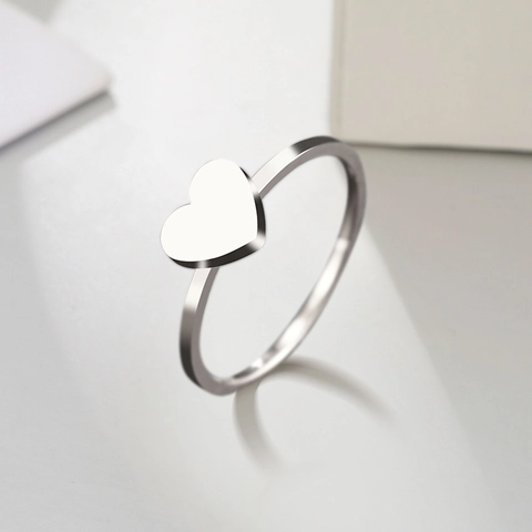Minimalist Heart Ring Stainless Steel Gold Silver Plated Polished Finger Ring For Women Valentine Day Jewelry Gift