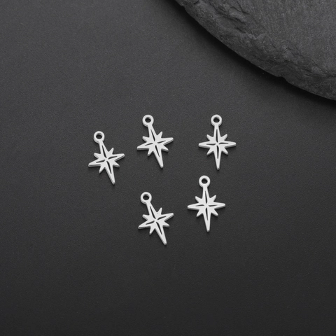 Stainless Steel North Star Pendant Only (Without Chain) Mini Eight-pointed Star DIY Jewelry Making Accessories Small Star Charm For Necklace Bracelet Earrings