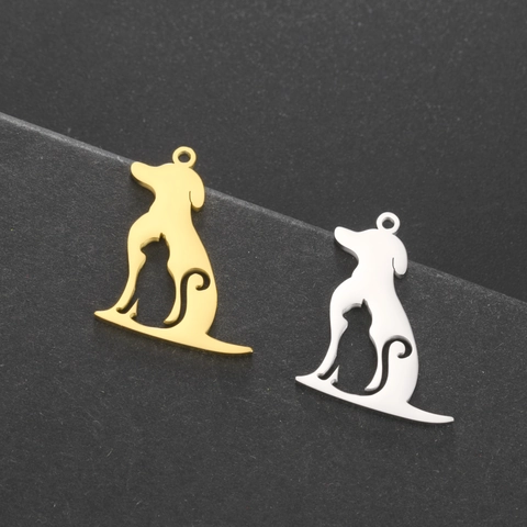 Pendentif Ajouré Chien Chat en Acier Inoxydable pour Collier Bracelet Création de Bijoux DIY Accessoire Silhouette Animale
