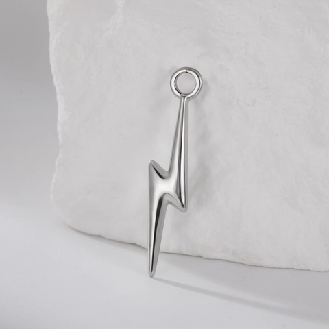 Minimalist Stainless Steel Lightning Bolt Pendant DIY Jewelry Making Accessories Polished Mirror Charm For Necklace Earring