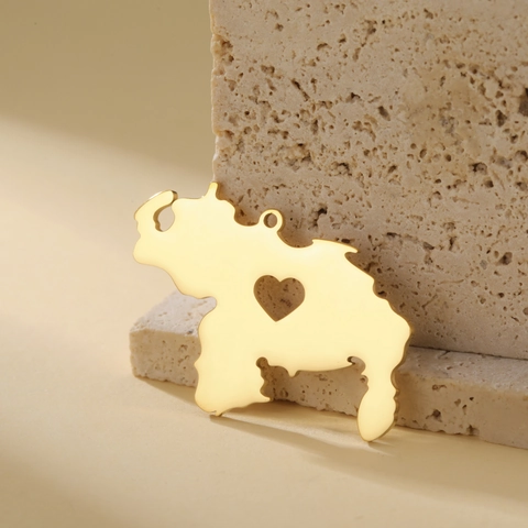 Colgante Mapa de Venezuela de Acero Inoxidable Diseño de Corazón Hueco Pulido Oro Plata para Creación de Joyas DIY