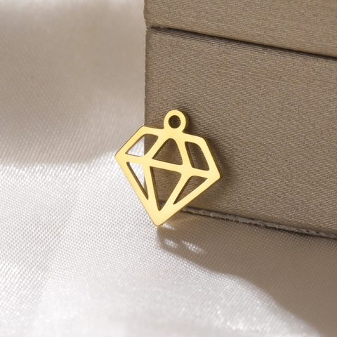 Pendentif en Forme de Diamant Évidé en Acier Inoxydable Mini Breloques Géométriques pour la Fabrication de Bijoux DIY