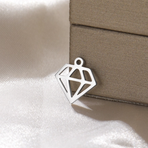 Pendentif en Forme de Diamant Évidé en Acier Inoxydable Mini Breloques Géométriques pour la Fabrication de Bijoux DIY