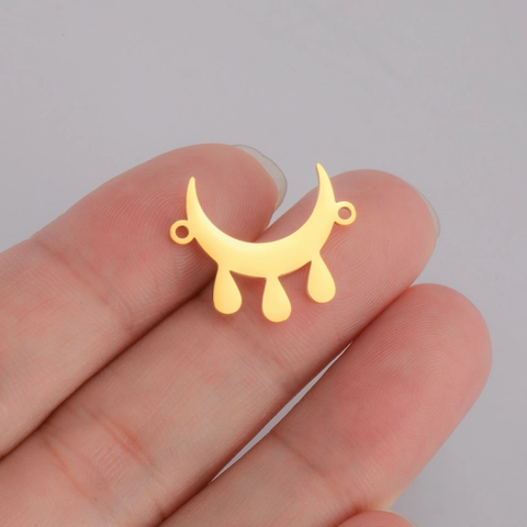 Stainless Steel Crescent Moon Pendant With Teardrop Dangles DIY Jewelry Accessory Fashion Lucky Amulet Charm For Bracelet Necklace