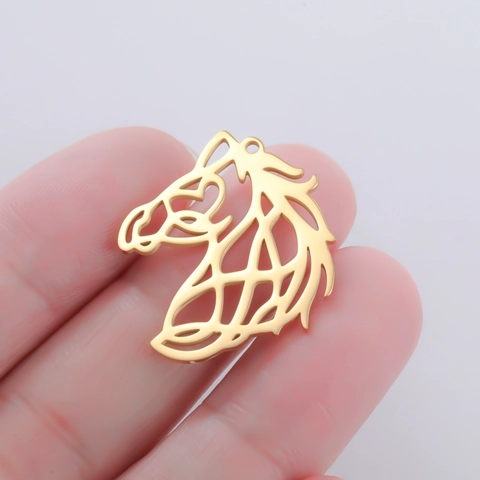 Stainless Steel Hollow Horse Head Pendant Animal Outline Charm For Jewelry Making Minimalist Necklace Keychain DIY Accessories