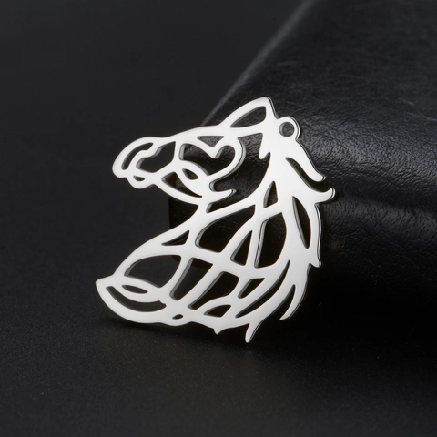 Stainless Steel Hollow Horse Head Pendant Animal Outline Charm For Jewelry Making Minimalist Necklace Keychain DIY Accessories