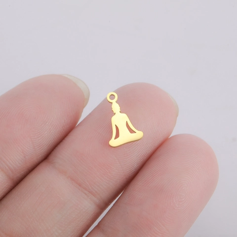 Stainless Steel Buddha Meditation Silhouette Pendant Charms 12x8mm DIY Jewelry Making Findings Zen Buddhist Yoga Accessories