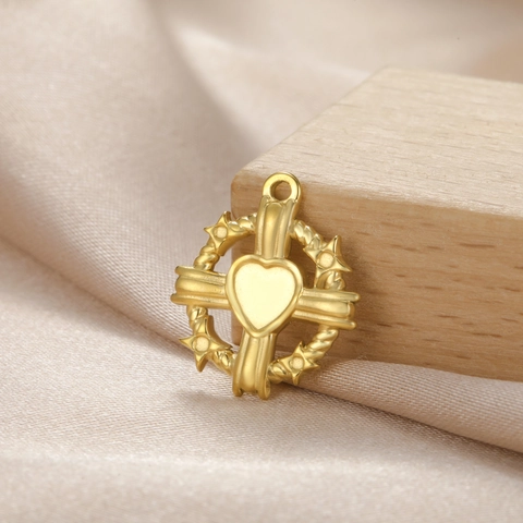 Ciondolo Solo Senza Catena in Acciaio Inossidabile a Forma di Croce Cuore Rettangolo per Produzione di Gioielli Fai-da-te Ciondoli Artigianali Oro Argento