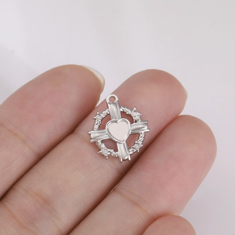Ciondolo Solo Senza Catena in Acciaio Inossidabile a Forma di Croce Cuore Rettangolo per Produzione di Gioielli Fai-da-te Ciondoli Artigianali Oro Argento