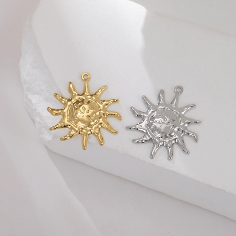 Stainless Steel Lip Ginkgo Leaf Sun Pendant Charms For DIY Jewelry Making Handmade Necklace Bracelet Accessories Gold Silver Color