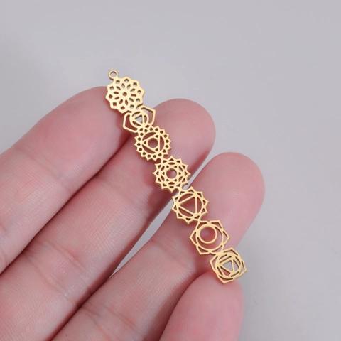 Stainless Steel 7 Chakras Symbol Pendant Hollow Connector For DIY Necklace Bracelet Yoga Meditation Jewelry Findings Material