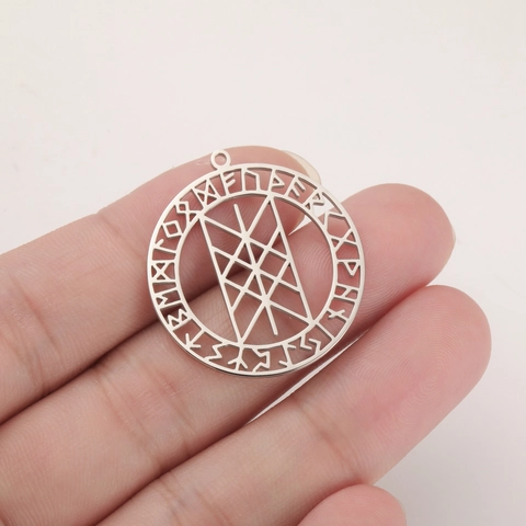 Stainless Steel Viking Rune Pendant Web Of Wyrd Geometric Round Charm For DIY Necklace Bracelet Jewelry Making Accessories