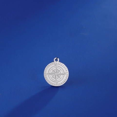 Ciondolo Rotondo in Acciaio Inossidabile con Bussola Incisa Stella Nautica per Collana Orecchini Fai da Te Accessori
