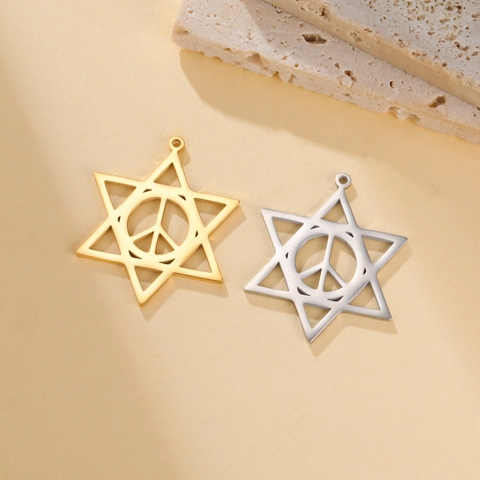 Stainless Steel Hexagram Peace Symbol Pendant For DIY Jewelry Making Star Of David Geometric Polished Charm Accessory