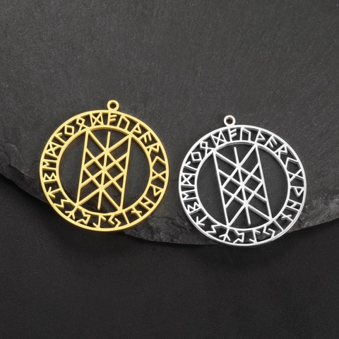Stainless Steel Viking Rune Pendant Web Of Wyrd Geometric Round Charm For DIY Necklace Bracelet Jewelry Making Accessories