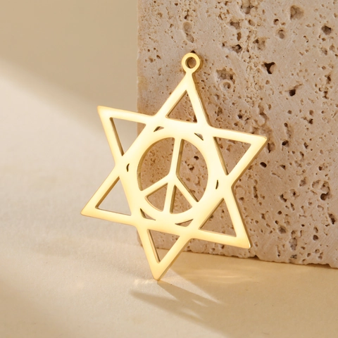 Stainless Steel Hexagram Peace Symbol Pendant For DIY Jewelry Making Star Of David Geometric Polished Charm Accessory