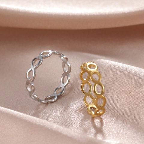 Minimalist Stainless Steel Hollow Infinity Ring For Women Men Geometric Interlocking Oval Loop Band Fashion Jewelry Gift