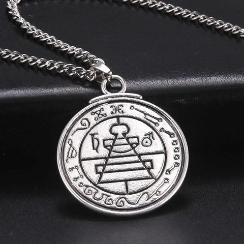 Retro Alloy Solomon Seal Pentagram Amulet Necklace Men Hebrew Occult Supernatural Religious Portrait Pendant Jewelry Gift