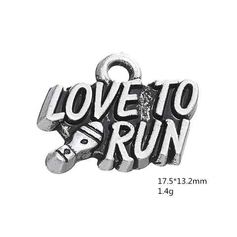 Antique Silver Alloy Love To Run Sneaker Pendant For DIY Jewelry Making Sporty Motivation Charm Craft Supplies Accessory