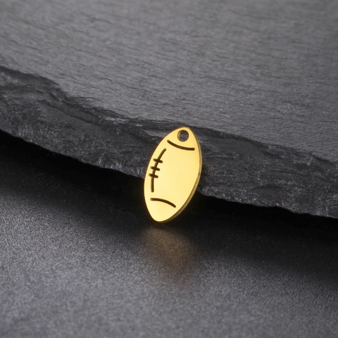 Stainless Steel Rugby Football Charm Pendant 18K Gold Plated For DIY Necklace Bracelet Making Sporty Small Metal Charms Accessories