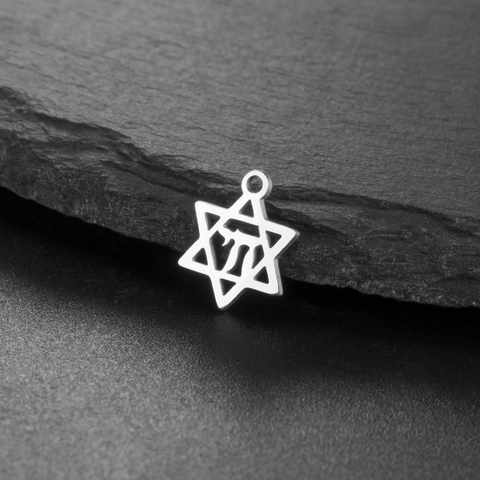 Edelstahl Davidsstern Chai Anhänger Religiöses Jüdisches Symbol Hohles Hexagramm Charm Für DIY Schmuckherstellung Halskette Zubehör