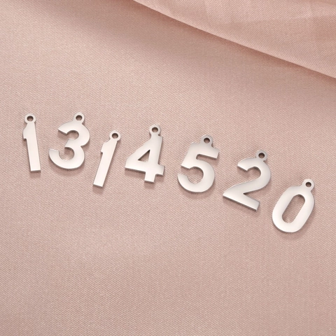 Polished Stainless Steel Number 0-25 Charms Pendants For DIY Jewelry Making Necklaces Bracelets Commemorative Accessories