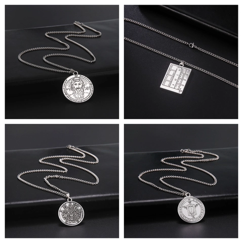 Retro Alloy Solomon Seal Pentagram Amulet Necklace Men Hebrew Occult Supernatural Religious Portrait Pendant Jewelry Gift
