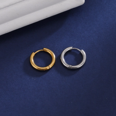 Minimalist Stainless Steel Huggie Hoop Earrings For Women Men 18K Gold Plated Round Circular Hinged Ear Buckle Daily Jewelry
