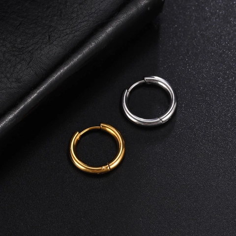 Minimalist Stainless Steel Huggie Hoop Earrings For Women Men 18K Gold Plated Round Circular Hinged Ear Buckle Daily Jewelry