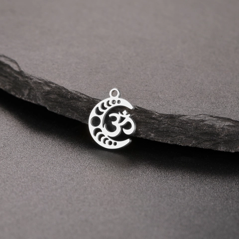 Edelstahl Hohl Sichelmond Om Symbol Anhänger Für DIY Schmuckherstellung Yoga Spirituelle Halskette Armband Zubehör
