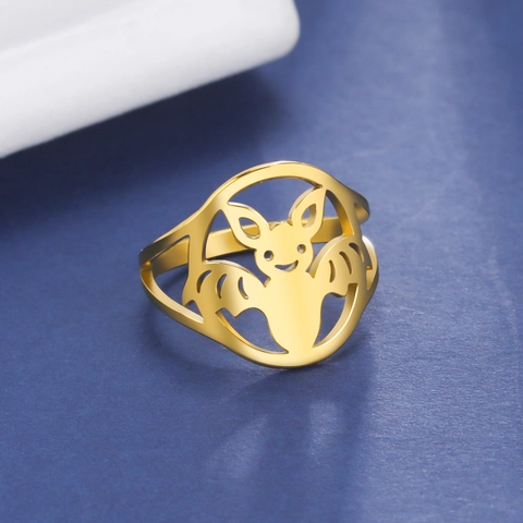 Stainless Steel Bat Ring Hollow Cut Out Cartoon Animal Design For Men Women Gothic Halloween Trendy Jewelry Finger Ring