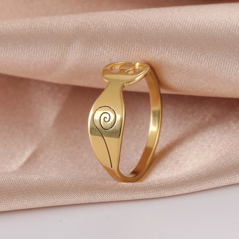 Anello in Acciaio Inossidabile di Moda Silhouette di Dea Simbolo a Spirale Punk Hip Hop Gioielli Spirituali Anello Uomo Donna