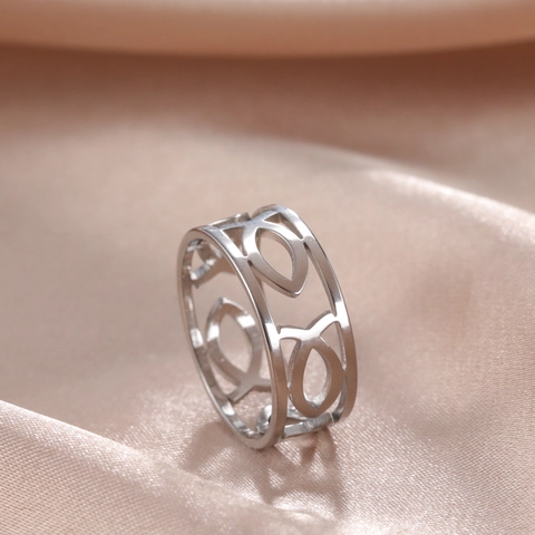 Anillo de Banda de Acero Inoxidable con Pez Ichthys Jesús Calado Joyería Religiosa Cristiana Minimalista para Hombre Mujer Unisex