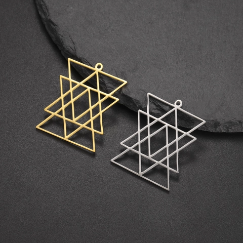 Ciondolo Svuotato Geometrico in Acciaio Inossidabile a Forma di Stella Accessorio Gioielli DIY per Collane Orecchini Regalo Donna