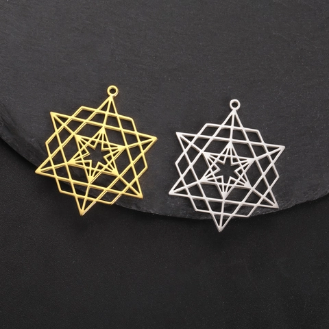 Pendentif Creux Géométrique en Acier Inoxydable Merkaba Hexagramme pour Collier Accessoires de Bijoux DIY Étoile