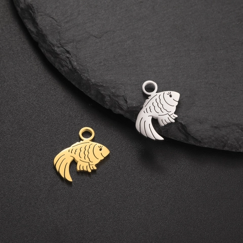 Stainless Steel Clown Fish Pendant DIY Jewelry Making Ocean Animal Charms For Necklaces Bracelets Crafts Small Gold Silver Color Accessory