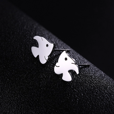 Edelstahl Süße Tier Fisch Ohrstecker Für Damen Herren Minimalistisch Poliert Winzig Ohrknochen Schmuck Zubehör Geschenk