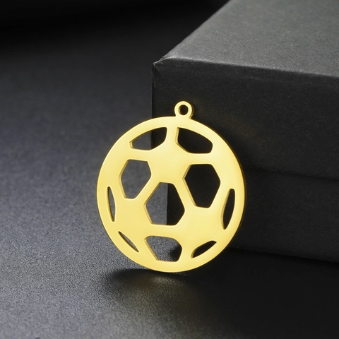 Stainless Steel Football Soccer Pendant Hollow Out Ball Charm For DIY Jewelry Making Sports Style Necklaces Accessories