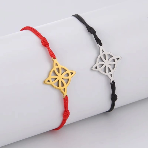 Minimalist Stainless Steel Woven Rope Bracelet Witch Celtic Knot Flower Of Life Airplane Dog Paw Map Pendant Jewelry Gift