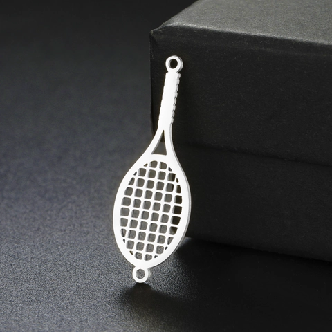 Edelstahl Hohler Tennisschläger Anhänger Charm Für DIY Schmuckherstellung Halskette Armband Zubehör Nur Anhänger