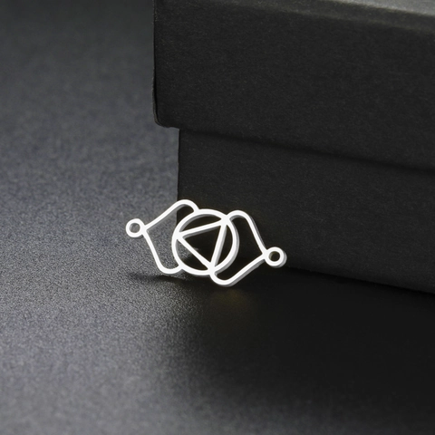 Connettore Ajna Chakra in Acciaio Inossidabile Geometrico Cavo per DIY Creazione Gioielli Oro Argento Doppio Foro Triangolo Cerchio Link Accessorio