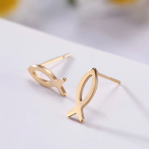 Minimalist Stainless Steel Fish Stud Earrings For Women Men Non-allergenic Simple Small Christian Ichthys Ear Studs Jewelry