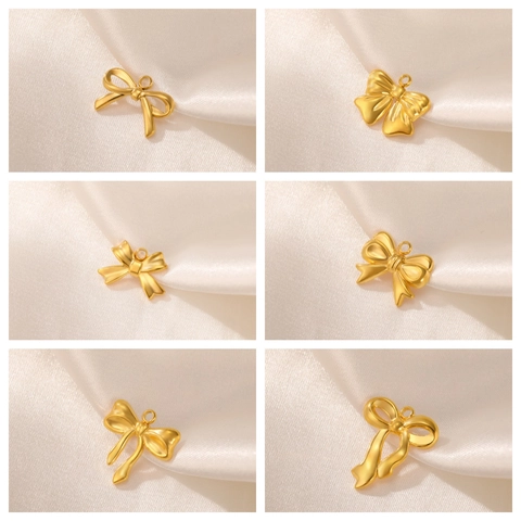 Stainless Steel Bow Knot Pendant Charm For DIY Jewelry Making Necklace Earrings Bags Decorative Accessories For Women Girl