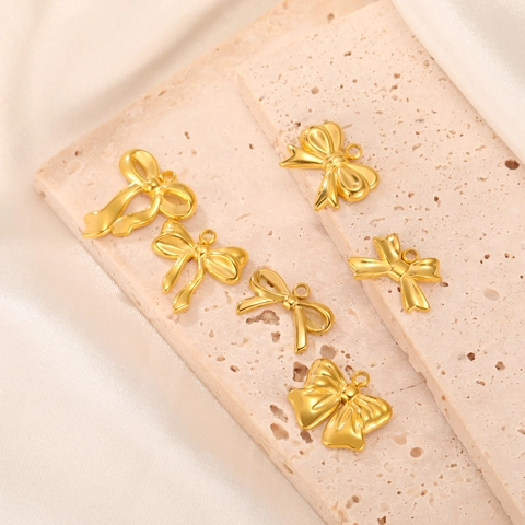 Stainless Steel Bow Knot Pendant Charm For DIY Jewelry Making Necklace Earrings Bags Decorative Accessories For Women Girl
