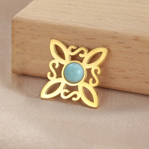 Colgante de Nudo de Bruja Celta de Acero Inoxidable Con Diamante de Imitación Color Turquesa Accesorio de Joyería DIY Geométrico Vintage para Mujer Hombre