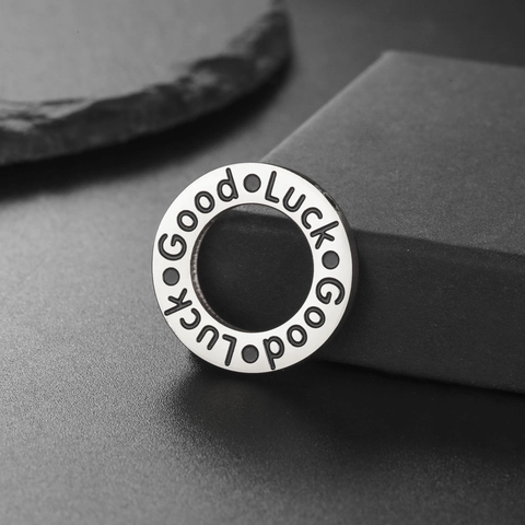 Stainless Steel Good Luck Letters Engraved Round Ring Charm Pendant For Necklace Bracelet DIY Jewelry Making Findings Accessories